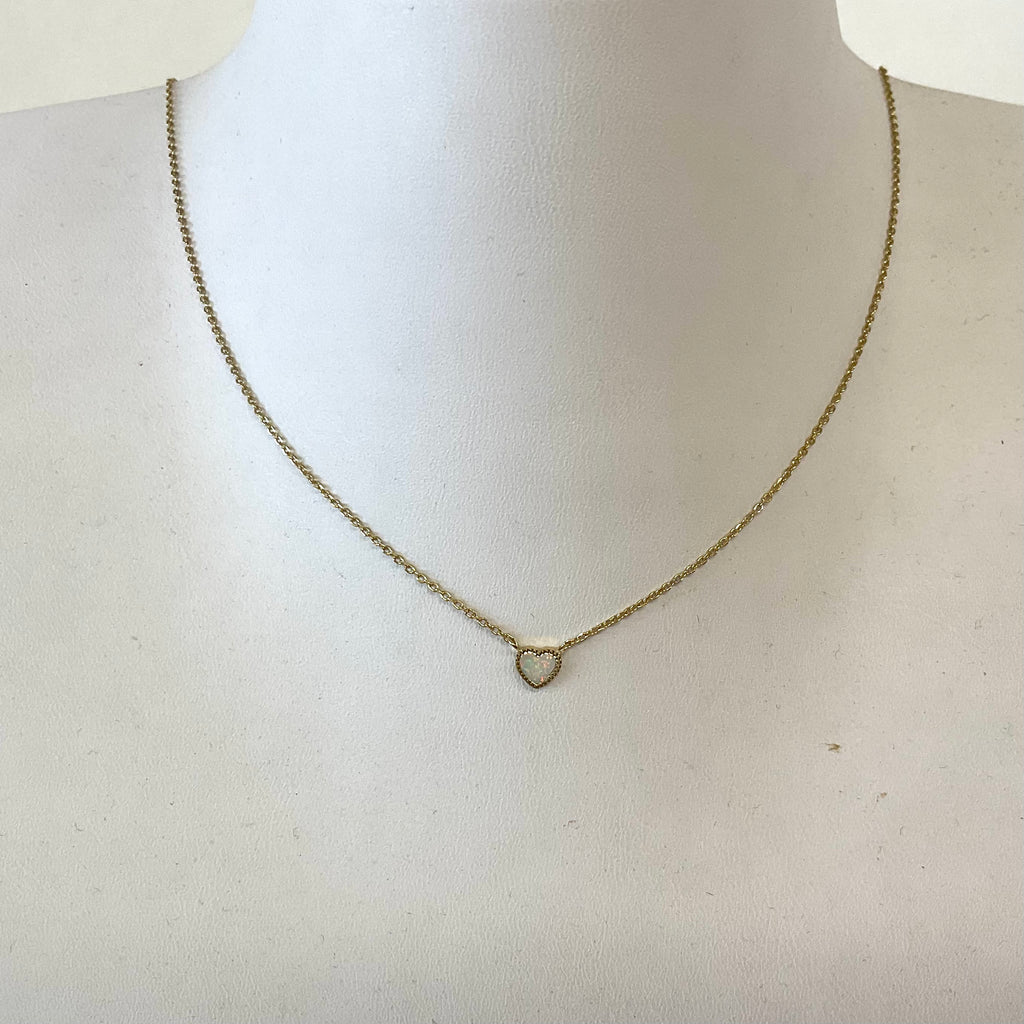 Micro Opal Heart Pendant Necklace