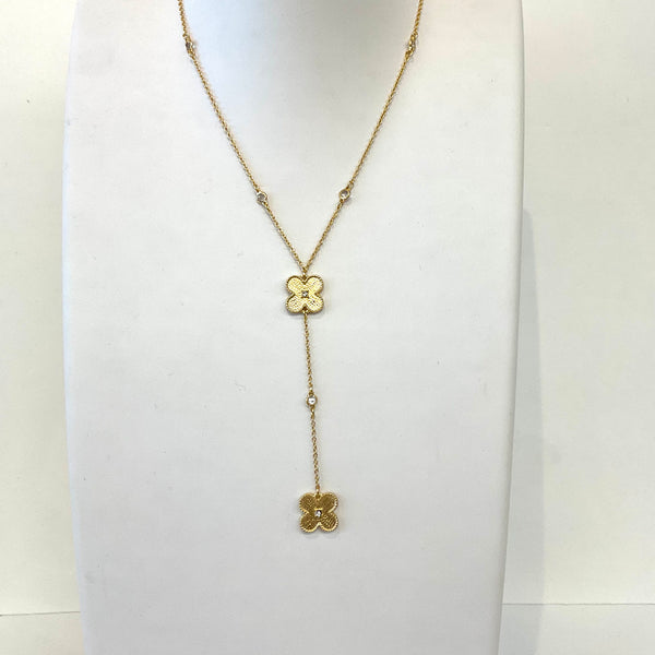 Y Flower With CZ Necklace