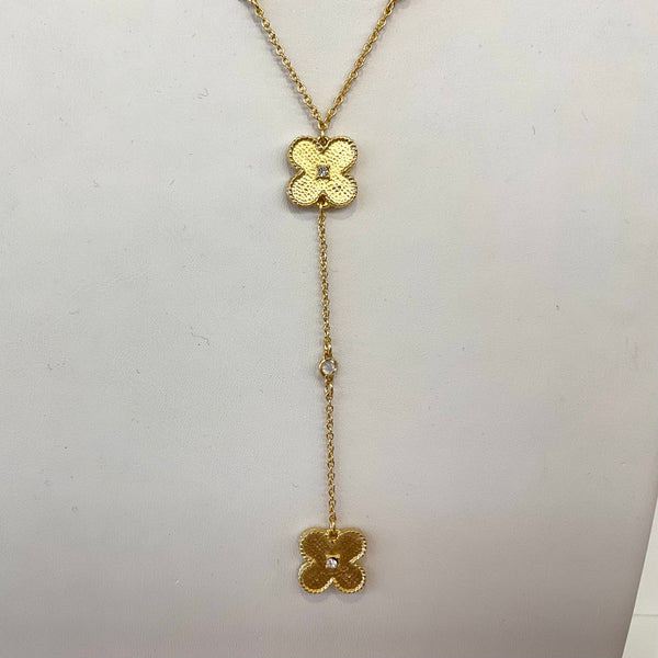 Y Flower With CZ Necklace