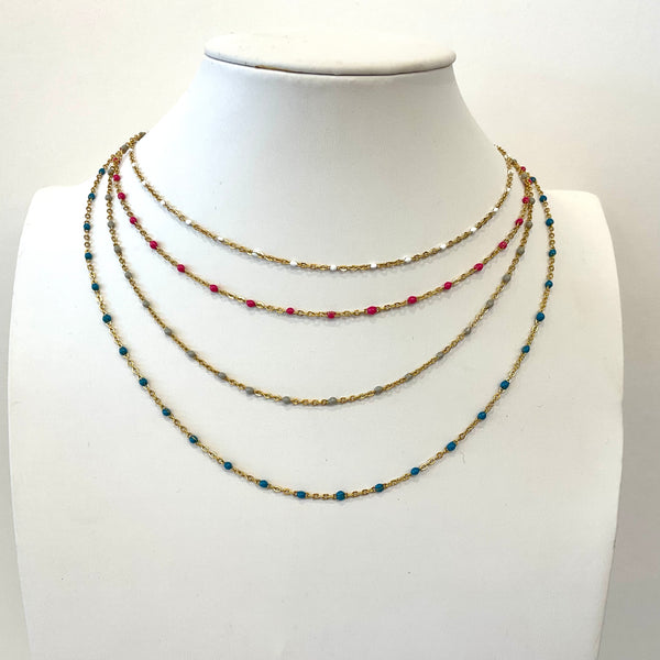 Enamel and Chain Beaded Necklace