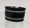 Black Leather and Silver Mesh Chain Cuff