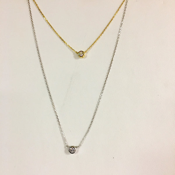 Sterling/Gold Filled CZ Bezel Necklace