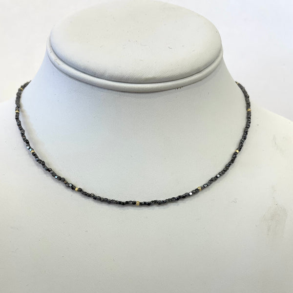 Hematite and Gold Beaded Necklace