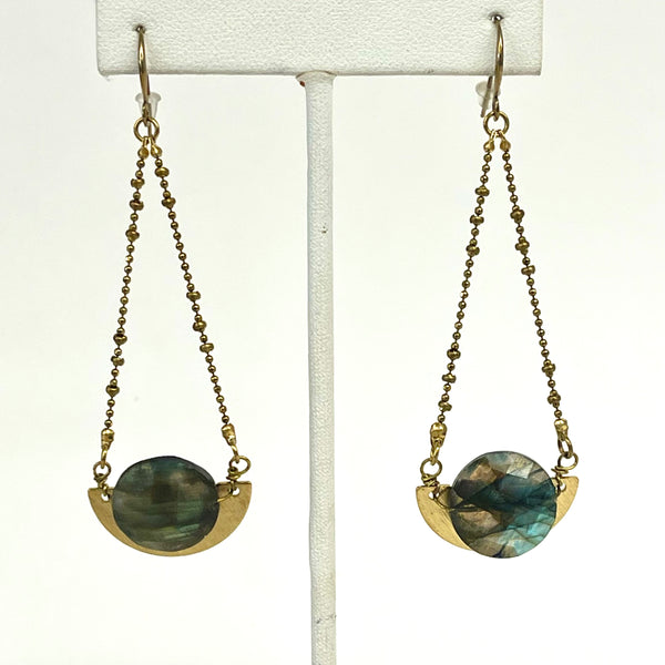 Labradorite Half Moon Eclipse Earrings