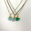 Two Toned Natural Green Stones On Sterling Chain