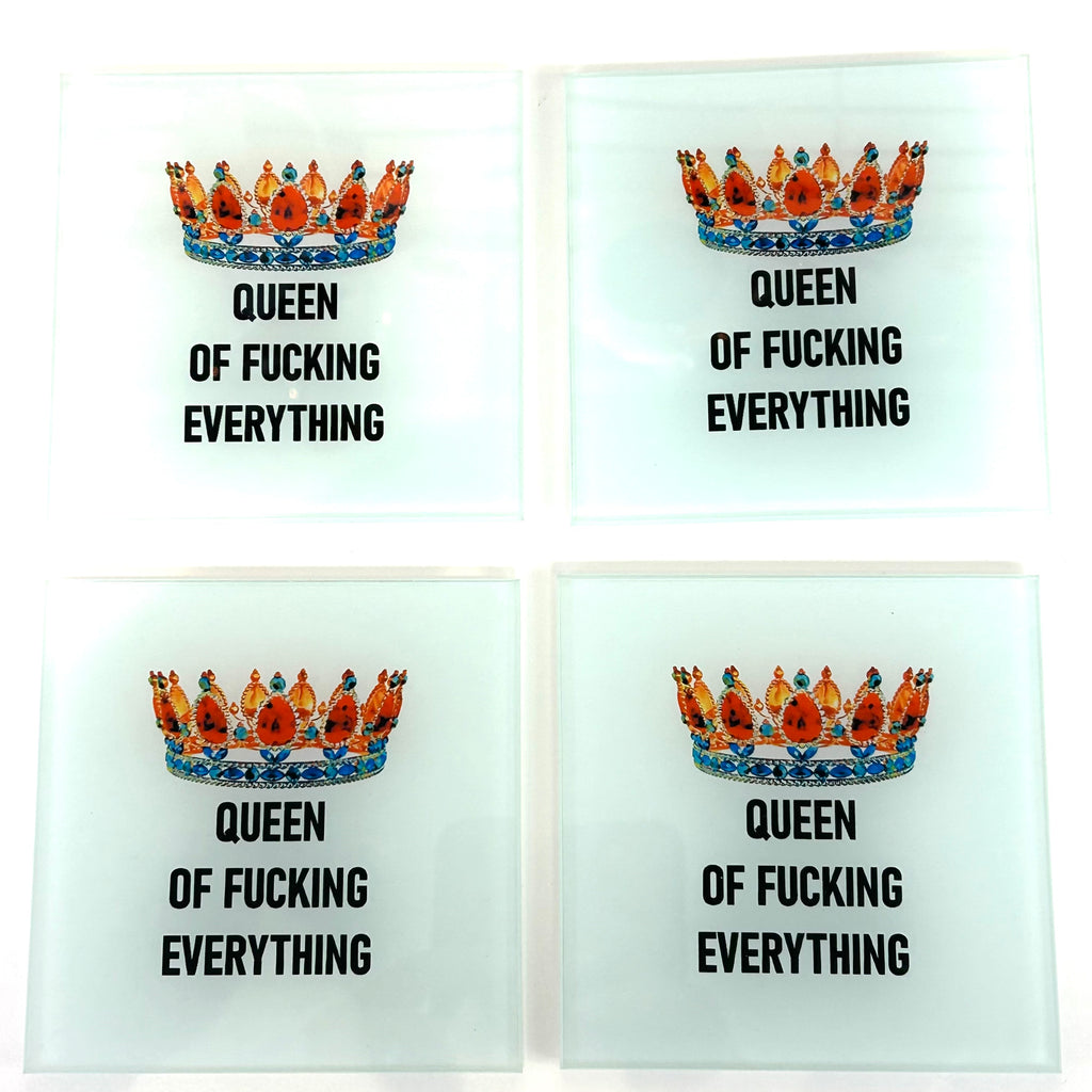 Set Of Four Queen of "F" Everything Coasters