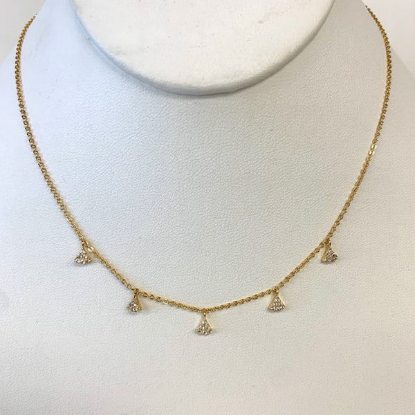 Dainty Pave CZ Curved Edge Triangle Necklace