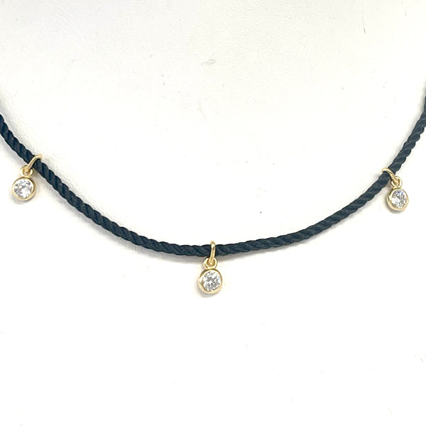 CZ  Bezel Drop Rope Neck