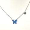Blue CZ & Silver Butterfly Necklace