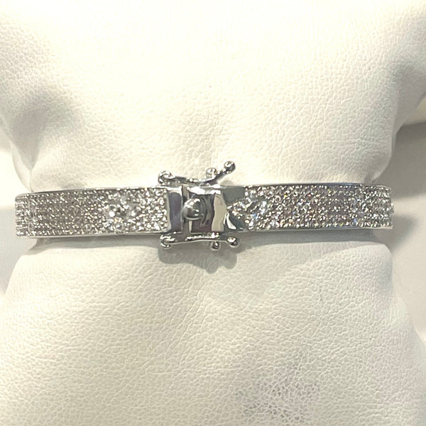Sterling Silver CZ Pave Bangle