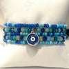 Turquoise Blue Beaded Evil Eye Bracelet Set