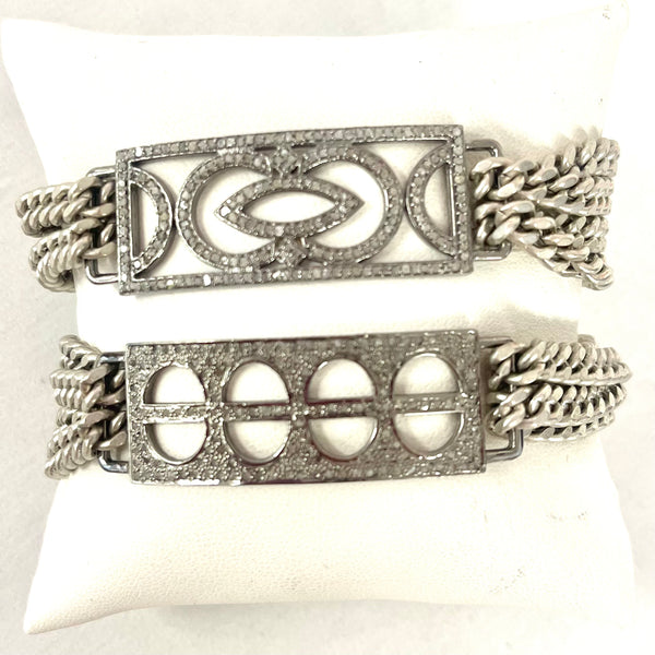 Multi Curb Chain Diamond Bracelet