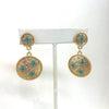 CZ Gold And Turquoise Disc Necklace Or Earrings