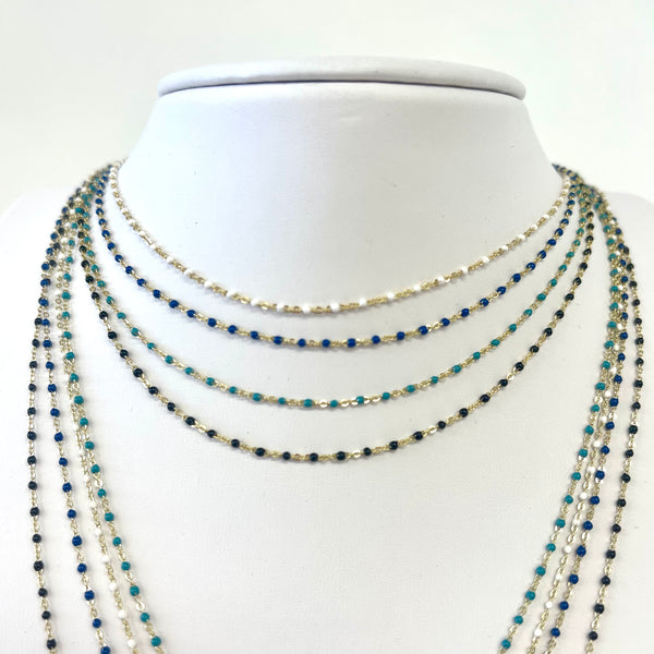 Bibi Delicate Colorful Beaded Gold Chain Necklace