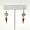 Diamond Shaped Crystal With Gold Triangle Dangle Earrings