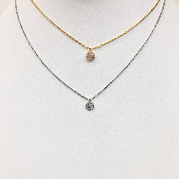Dainty Pave Disc Necklace