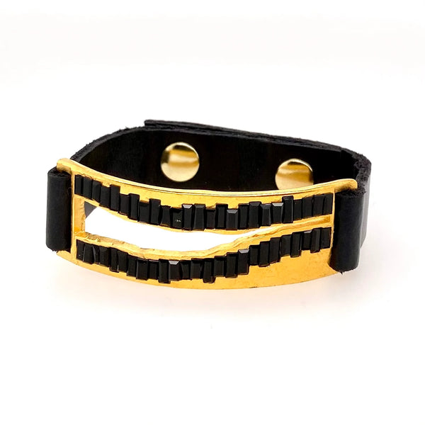 Raw Edge Gold & Black Baguette Bracelet