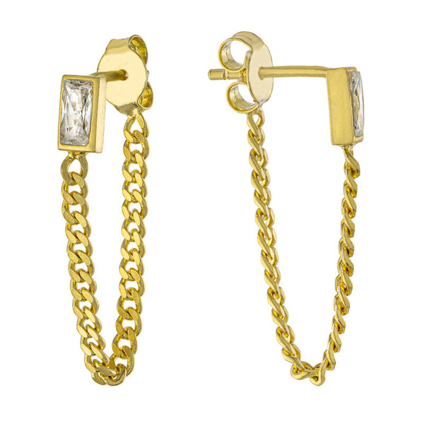 Baguette CZ On Curb Chain