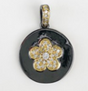 Gold CZ and Hematite Disk Charm