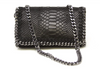 Snake Embossed Genuine Italian Leather & Chain Handbag