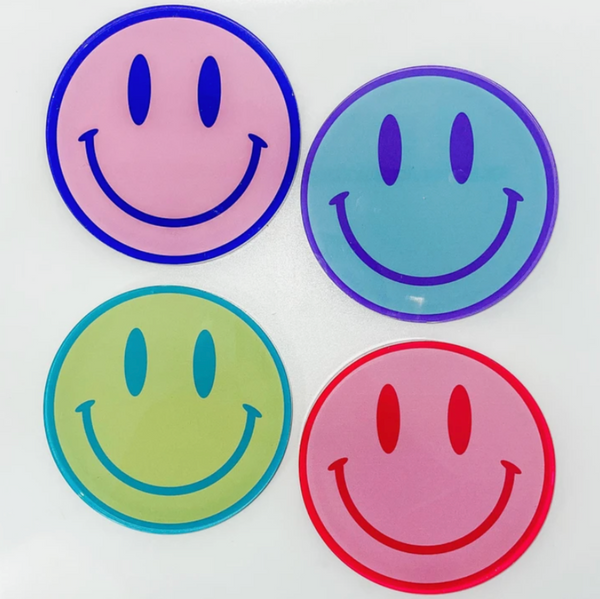 Set of 4 Acrylic Smiley Coasters