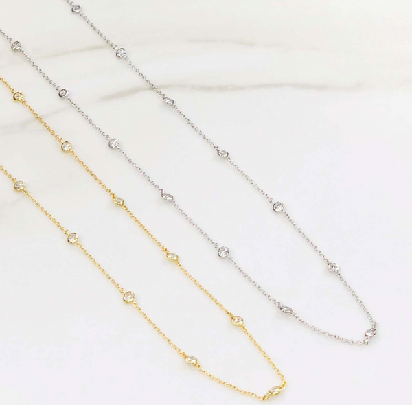 Bezel Set Diamond By The Yard Necklace
