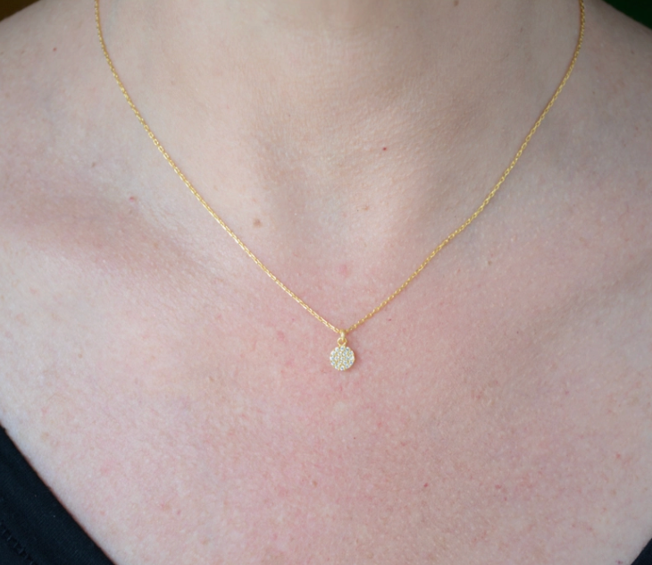 Delicate Necklace With Cz Disc Pendant