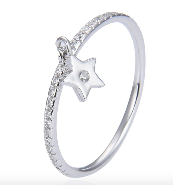 Sterling Silver Mini Cz Star Ring
