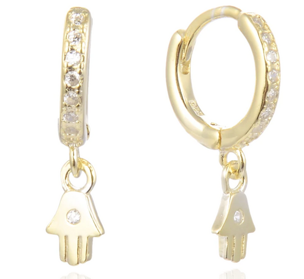 Cz Mini Hamsa Huggies