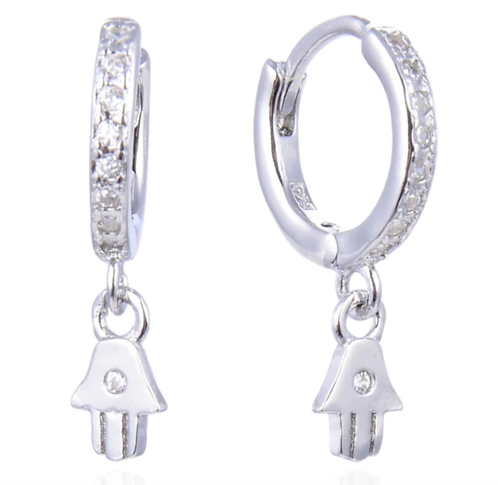 Cz Mini Hamsa Huggies