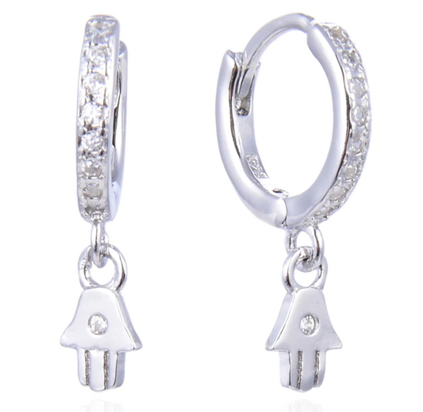 Cz Mini Hamsa Huggies