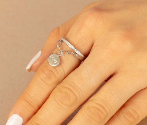 Silver CZ Love/ Infinity Ring