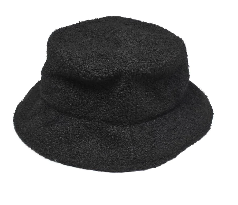 Shearling top bucket hat