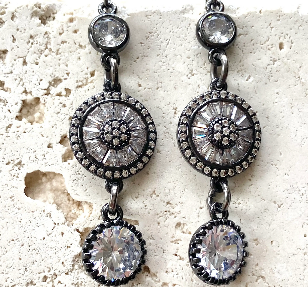 Cz And Hematite Lucy Earrings