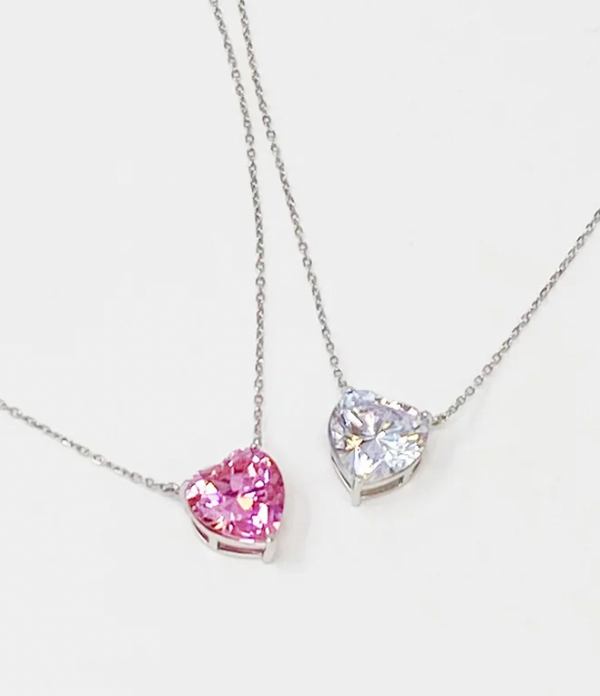 Sterling Silver & CZ Heart Necklace