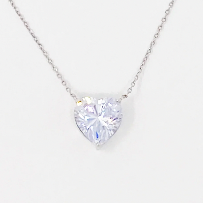 Sterling Silver & CZ Heart Necklace