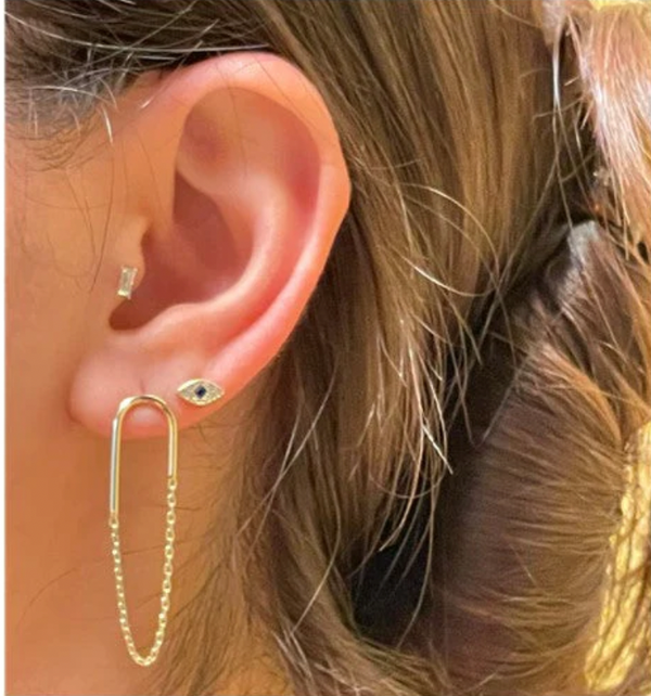 Chain and 'U Link' Post Earring
