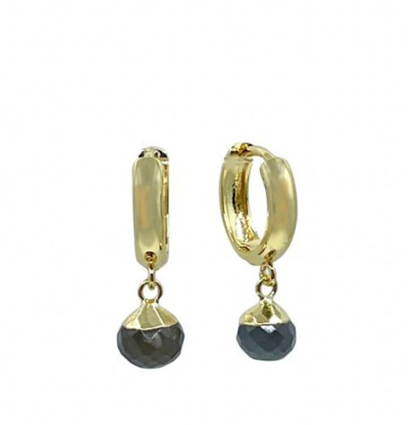 Gold Fill Hoop with 'Onion' Cut Labradorite Earrings
