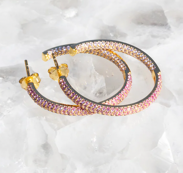 CZ Pink Paris Hoop Earring