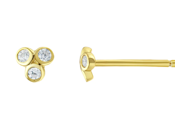 Mini Triple CZ Stud Earring