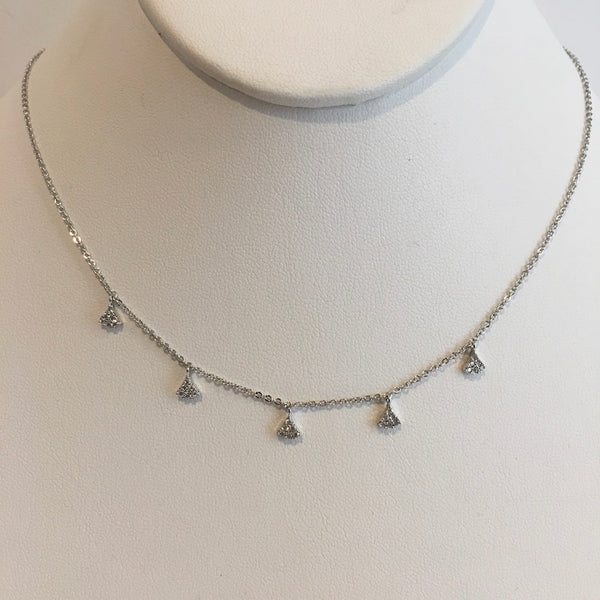 Dainty Pave CZ Curved Edge Triangle Necklace