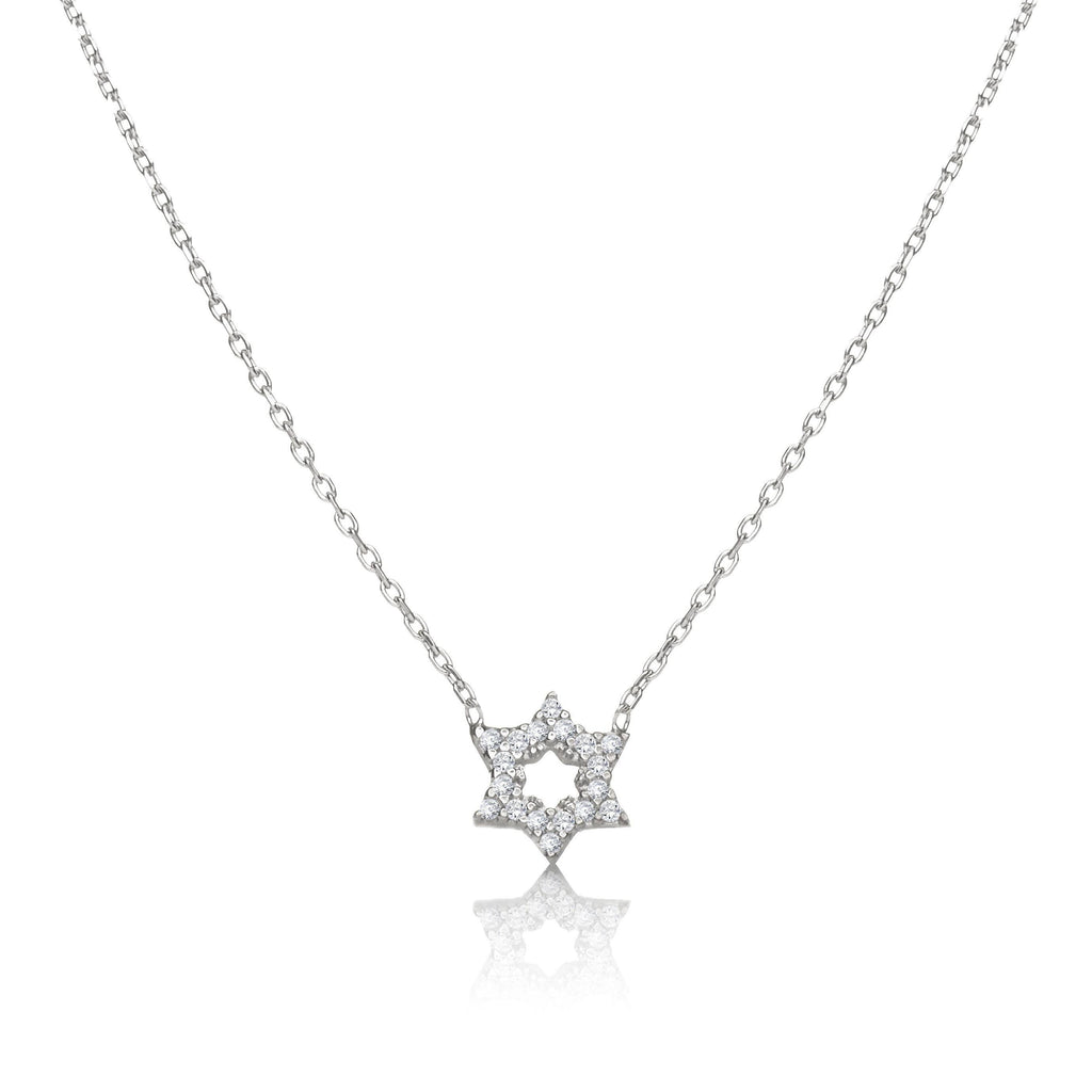 Sterling Silver/Gold Overlay CZ Star of David Necklace
