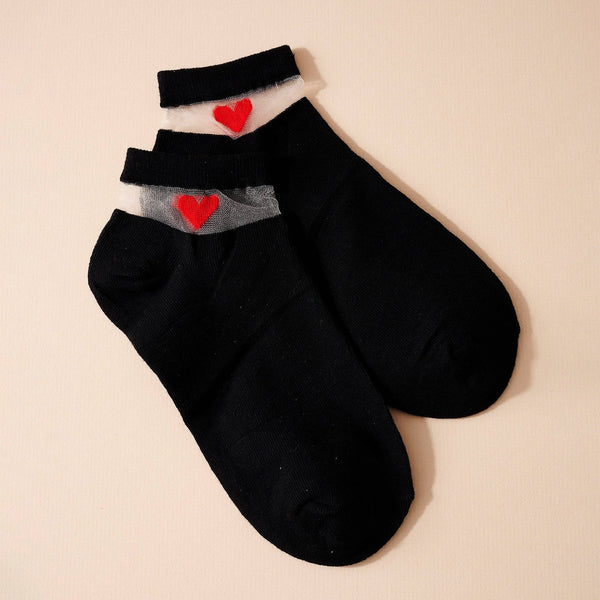 Heart Sheer Ankle Socks