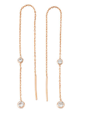 Amy and Annette - Sterling Silver Drop Pull Through Drop Earrings with Swarovski