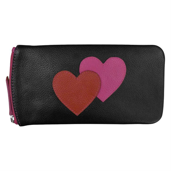 Leather Eyeglass Case With Double Hearts