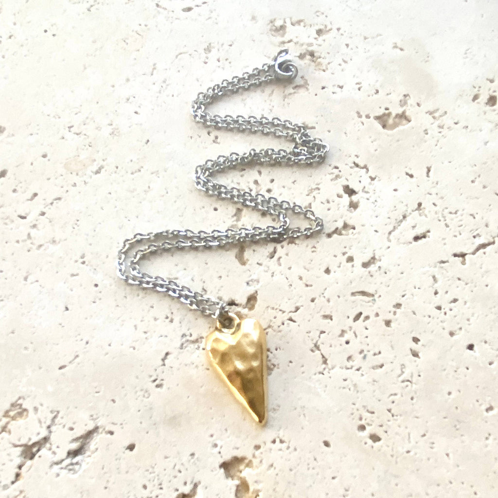 Little Gold Hammered Heart Necklace