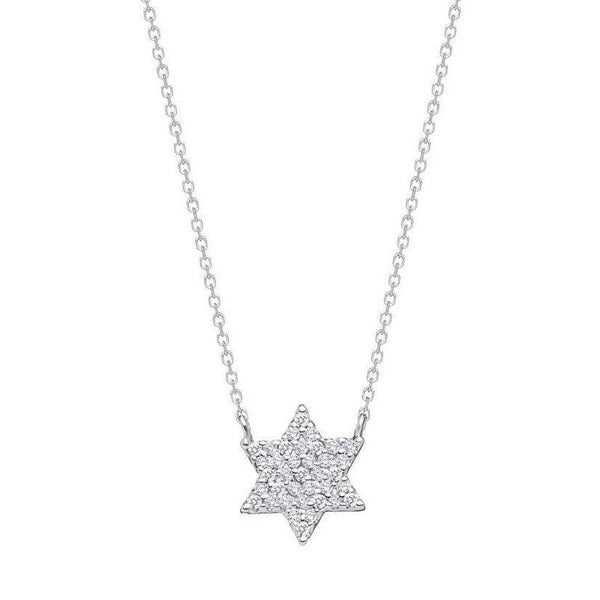 Sterling Silver Sparkling Jewish Star Necklace