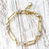 CZ And Paperclip Gold Chain Bracelet