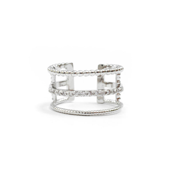 Triple Layer Ring with Pave Accent
