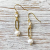Gold And Pearl Paperclip Earrings